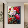 Bead Embroidery - Partial Printed 9CT Peony Cross Stitch Kit(71x50 CM)