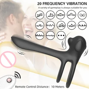 Penis Vibrator With Double Ring Couples Vibration Remote Control Vagina Clitoris Stimulator