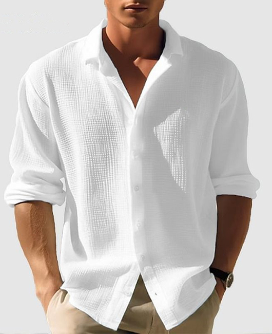 Casual Solid Waffle Long Sleeve Single Breasted Shirt