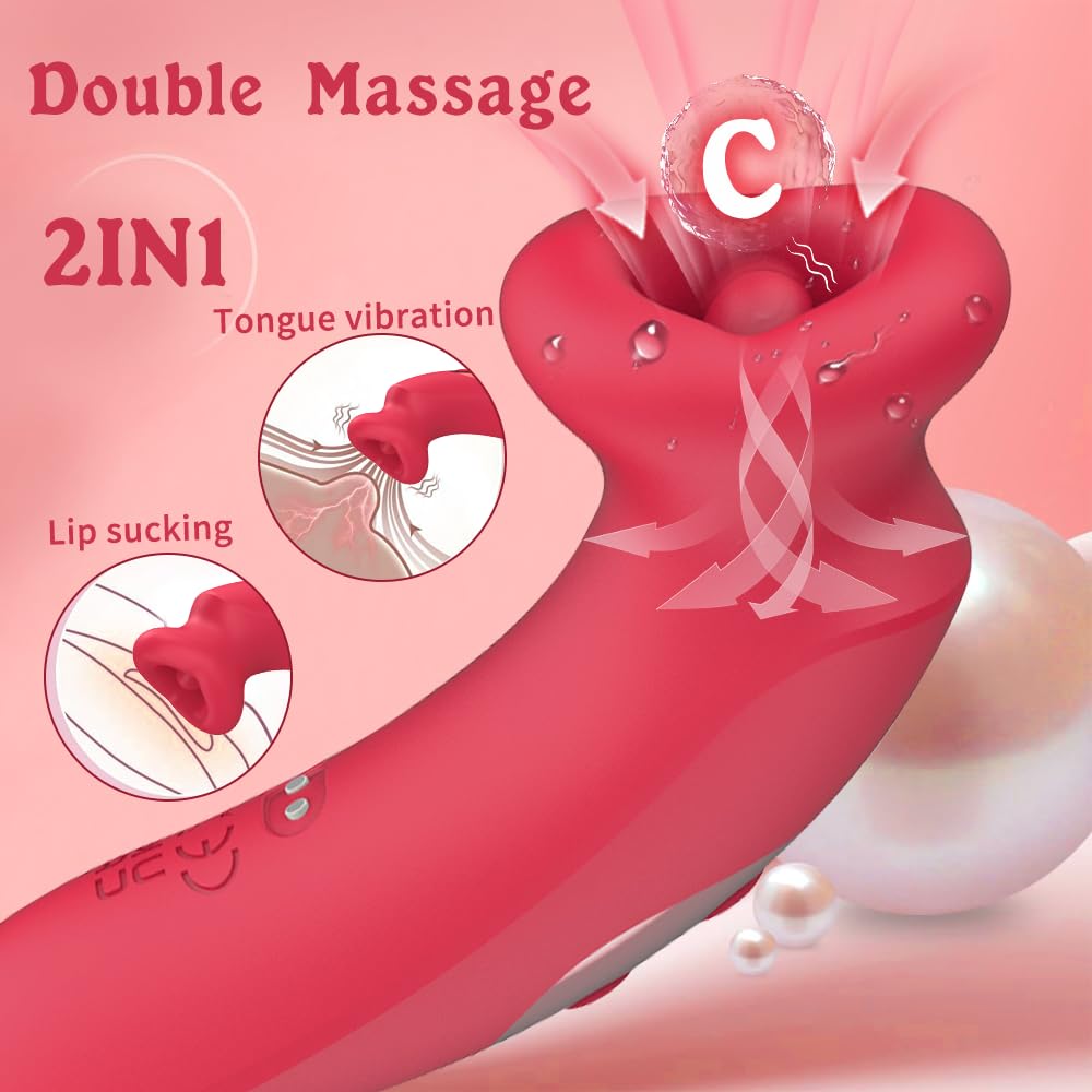 2-in-1 Clitoral Vibrator With 10 Tongue Licking Modes And 10 Sucking Modes
