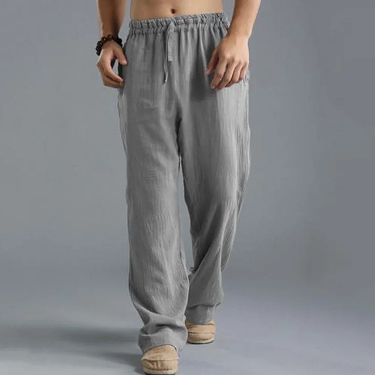 Men'S Vintage Drawstring Casual Cotton Linen Pants