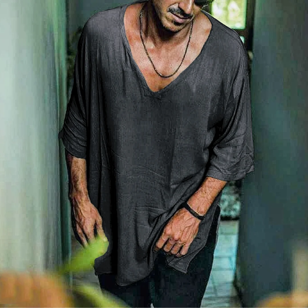 Linen Three-quarter Sleeve Shirt-inspireuse