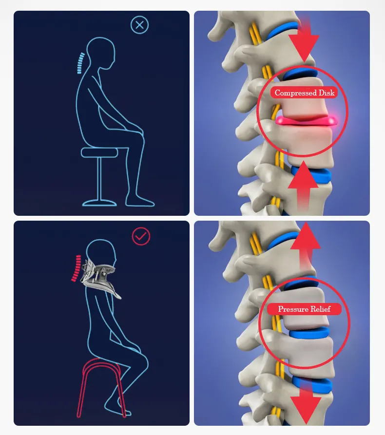 A modern cervical traction device designed to provide neck pain relief. The Cervitrax Gen-2 features an ergonomic design with adjustable straps, comfortable padding, and an easy-to-use inflation pump. The device is shown in use, supporting the user's neck and gently stretching the cervical spine for therapeutic benefits.