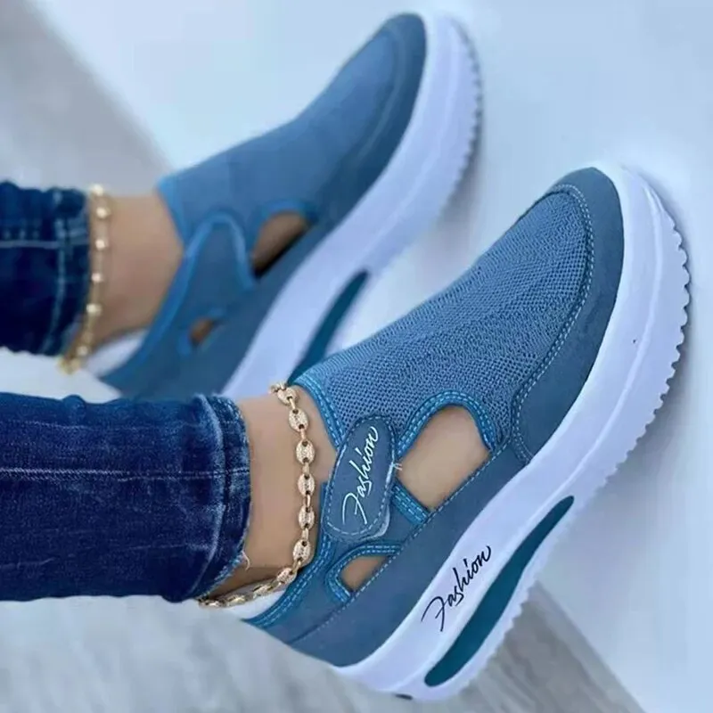 Qengg Women Fashion New Sneakers Slip On Shoes For Women Comfortable Platform Sneakers Plus Size Tenis Feminino Ladies Vulcanize Shoes
