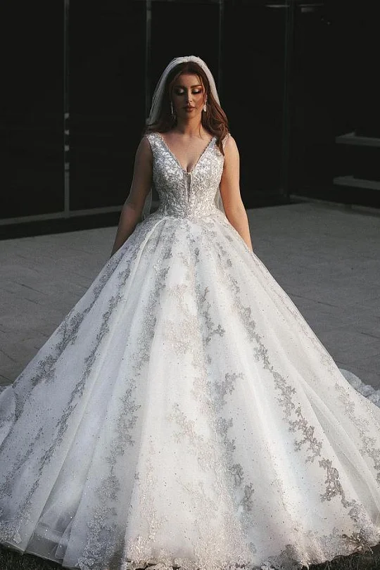 Off The Shoulder Appliques Luxurious Wedding Dresses Princess Ball Gown  Modern Bride Dress – Ballbella