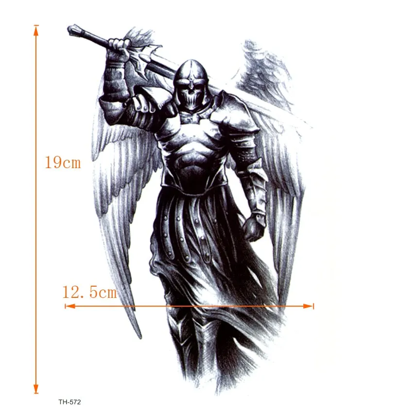 Holy Warrior Waterproof Temporary Tattoos Men Fake Tattoo Sword Warrior body Tatoo Sleeve Art Tattoo Tatuajes henna Tattoo