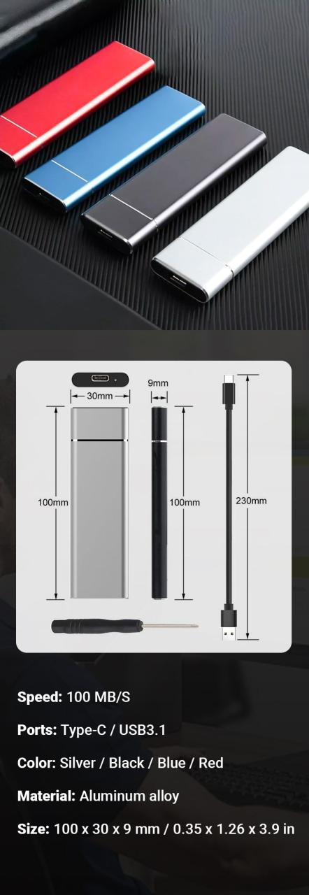 Portable 16TB SSD External Hard Drive