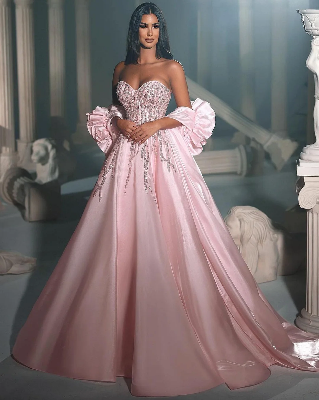 pink princess prom dress Sparkly Dresses,Tulle Long Prom Dress,Princess Prom Dress,Formal More than 56 colors Sweetheart Pink A-line Short Princess
