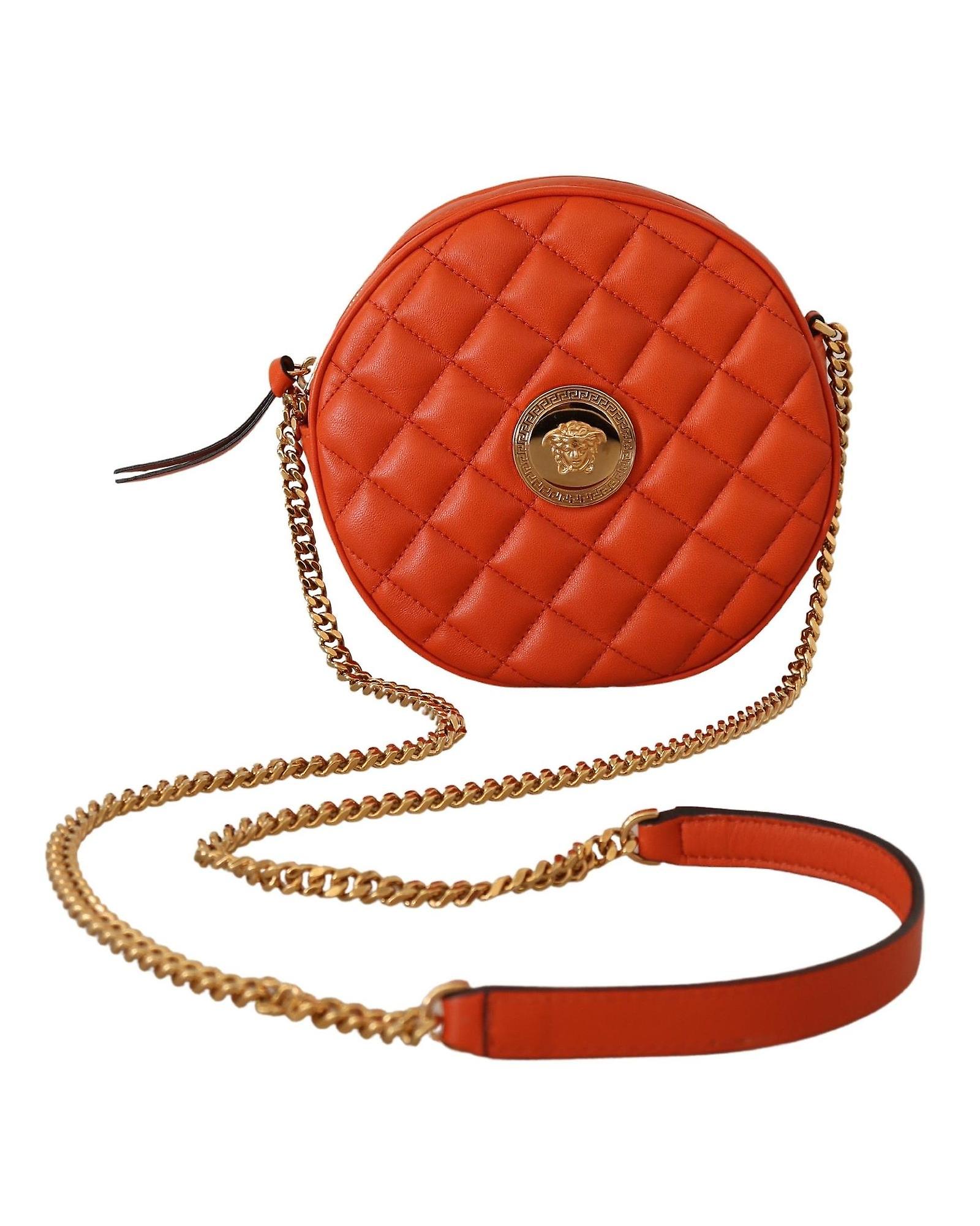 Versace Nappa Leather Round Crossbody Bag with Medusa Logo