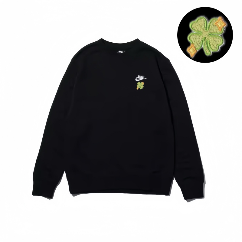 Nike Logo Long Sleeved Crew Neck Casual Sweatshirt Unisex Black