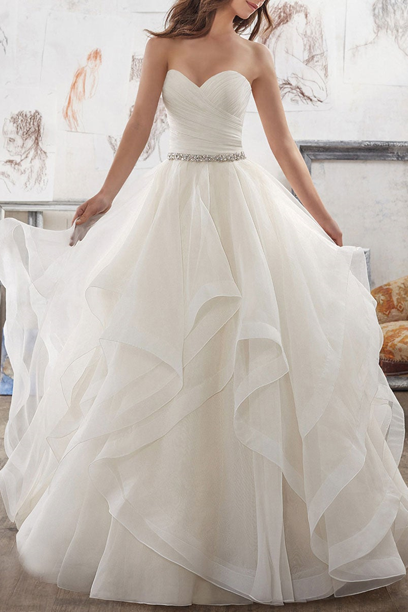 Miabel Tulle Sweetheart Wedding Dress Ruffles