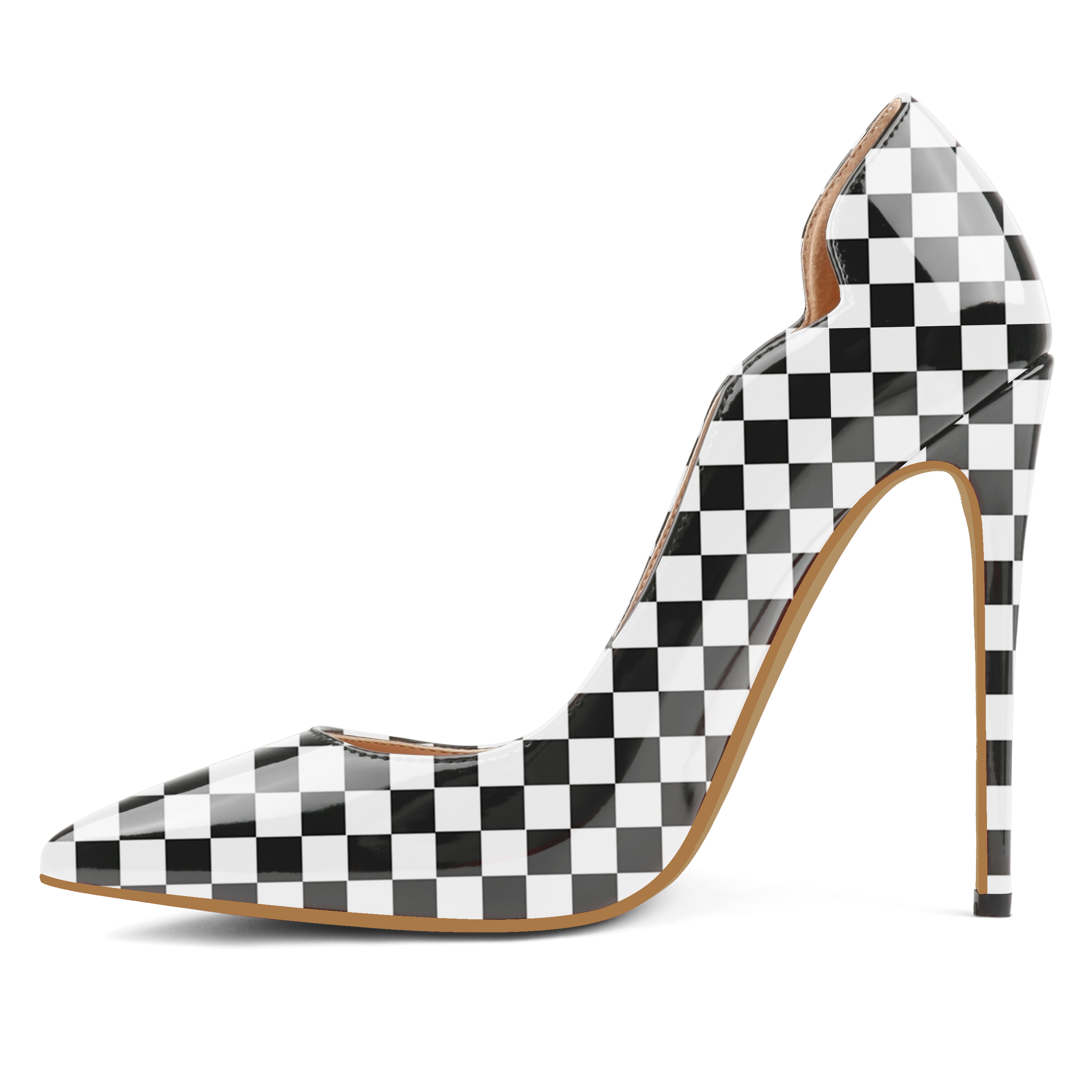 Plaid picture，4.72 inch/12cm  Pointed Toe Pumps High Heel Sexy Stilettos Slip On Office Cute Evening Dress Stilettos