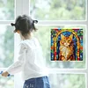 1PC-Diamonds Painting Stained Glass Cat Wall Sticker Home Decor