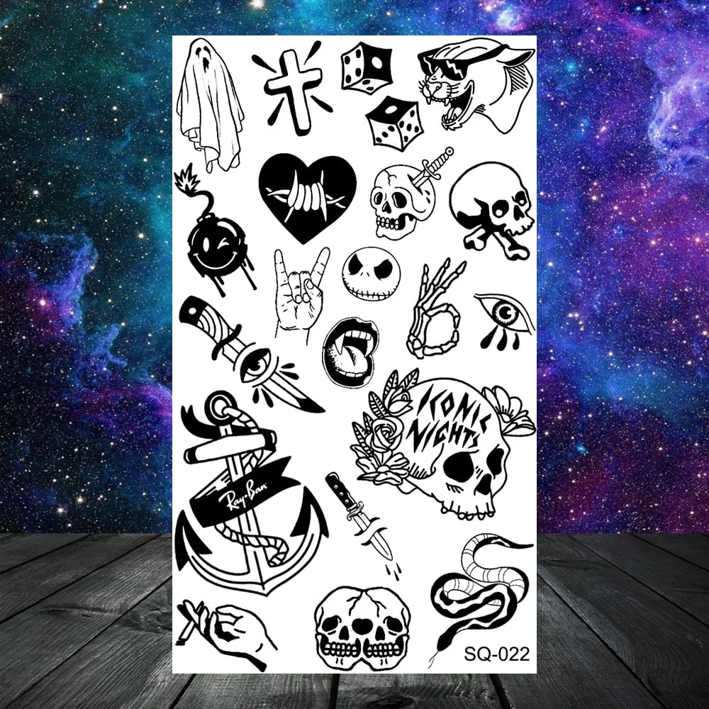 3D Constellation Rose Mountains Tatoos Temporary Tattoos For Women Men Star Moon Sun Realistic Fake Tattoo Small Washable Tatoos