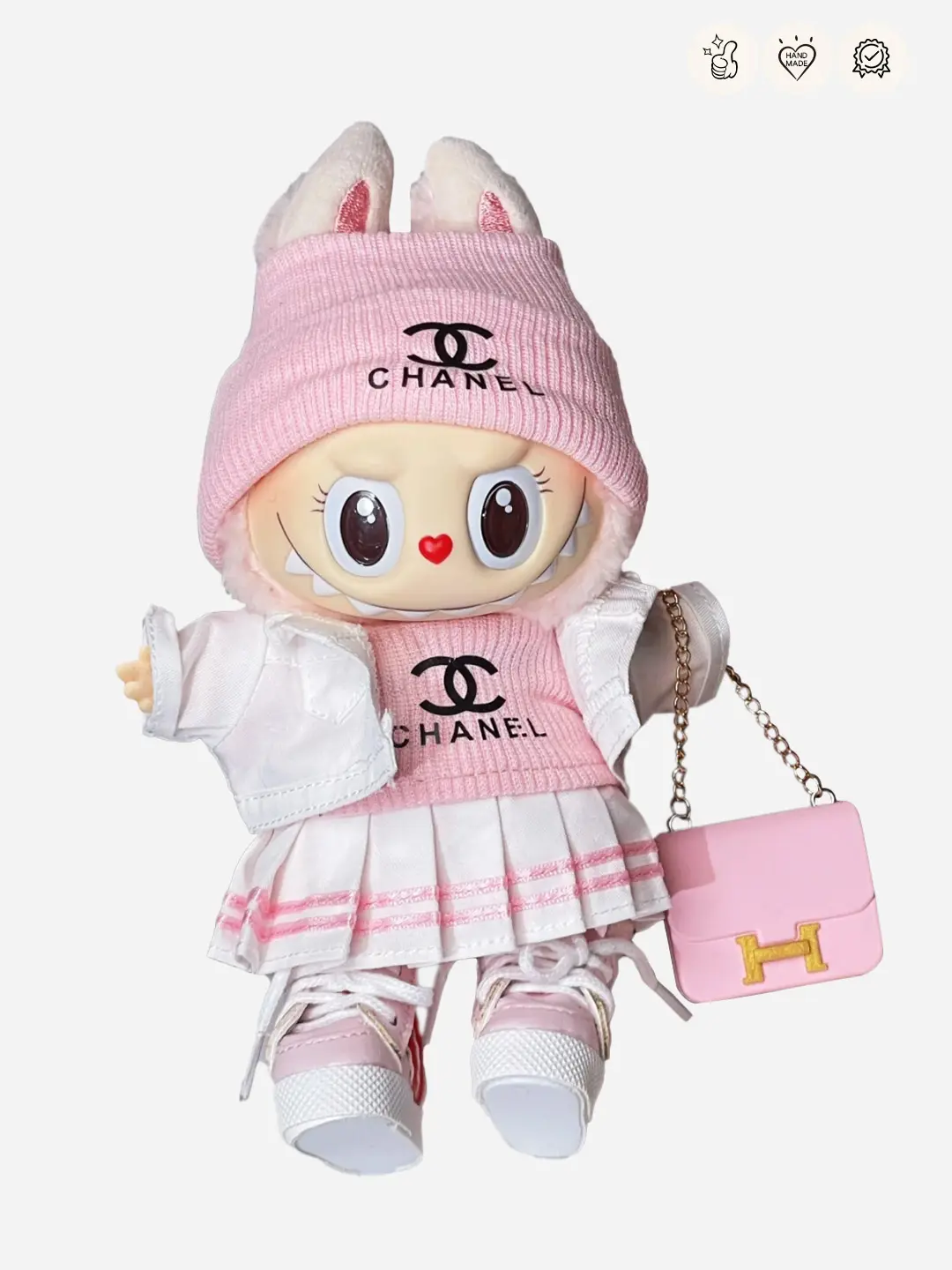 LABUBU Clothes Chanel Pink Pleated Skirt Outift