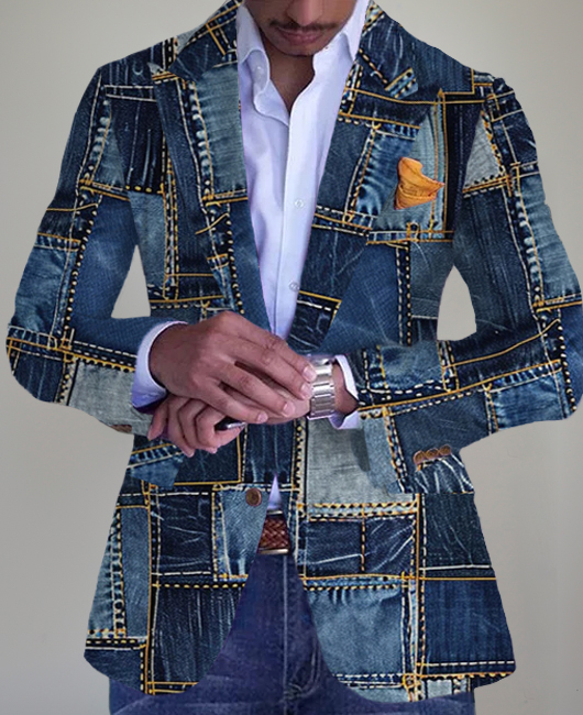 Business Casual Single Breasted Chest Pocket Patchwork Blazer
