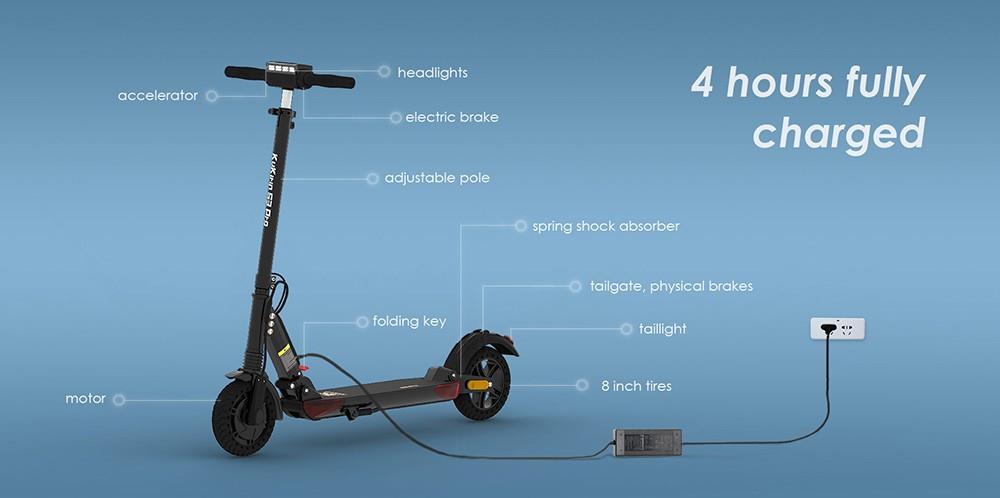 Scooter elettrico pieghevole KuKirin S3 Pro, pneumatico a nido d'ape da 8 pollici, motore da 250 W, velocità massima 25 km/h, batteria da 7,5 Ah, chilometraggio di 30 km
