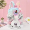 Kid Baby Girl Unicorn Bag 3D Zipper Toy Doll Backpack For Kidergarten