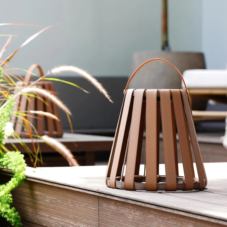 GRAND PATIO 2-Pack Solar-Powered Outdoor Decor Lanterns, Faux Leather Outdoor Floor Lamps Waterproof for Porch, Patio