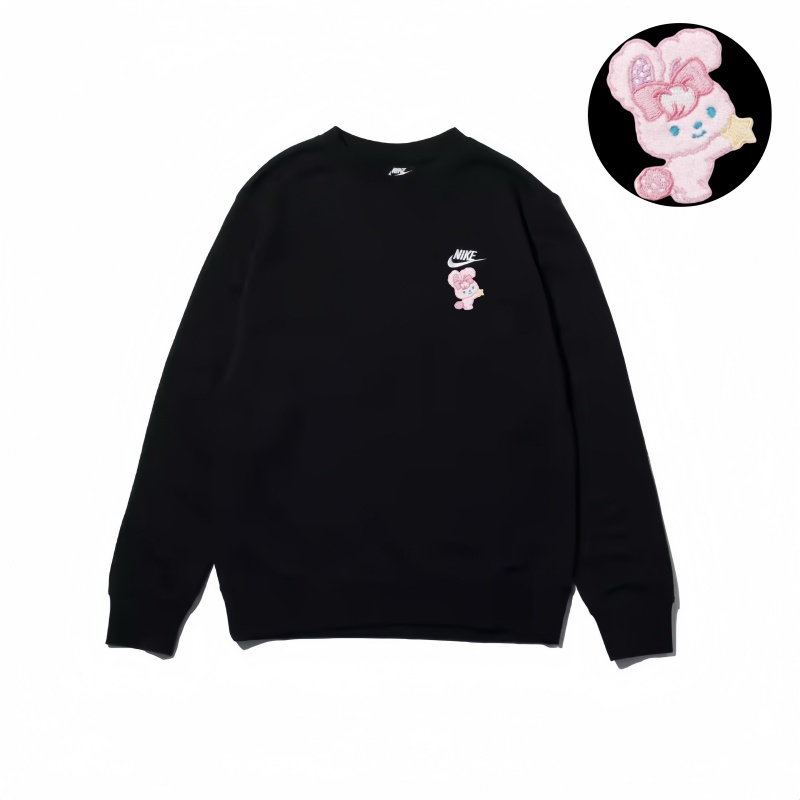 Nike Logo Long Sleeved Crew Neck Casual Sweatshirt Unisex Black