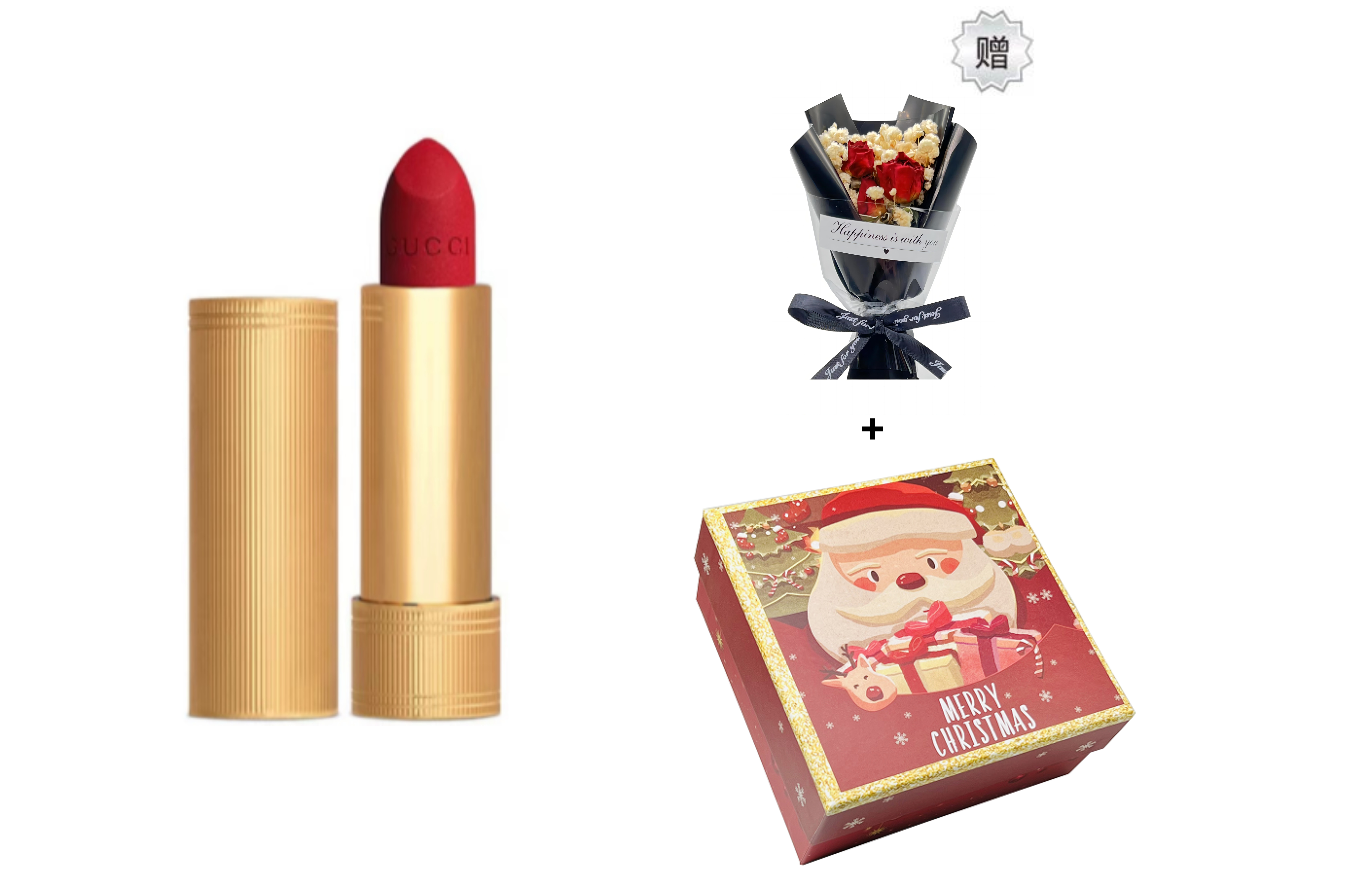 GUCCI Joyful Christmas Box Lipsticks Matte Matte Natural Long-Lasting Suit+Bouquet