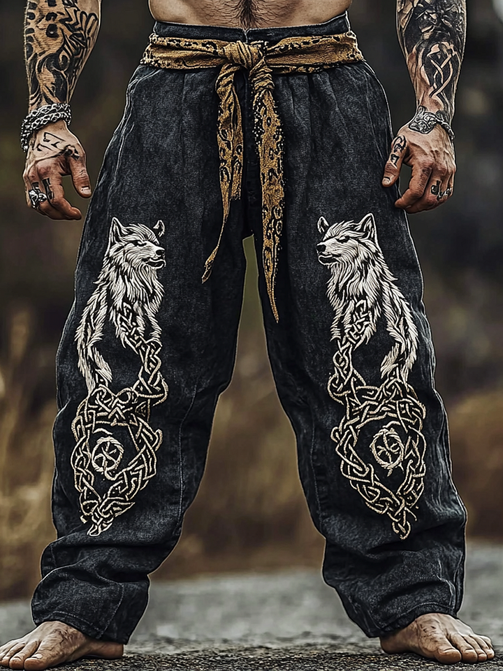 Men's Viking Mythical Vintage Graphics Wolf Fenrir Sweatpants
