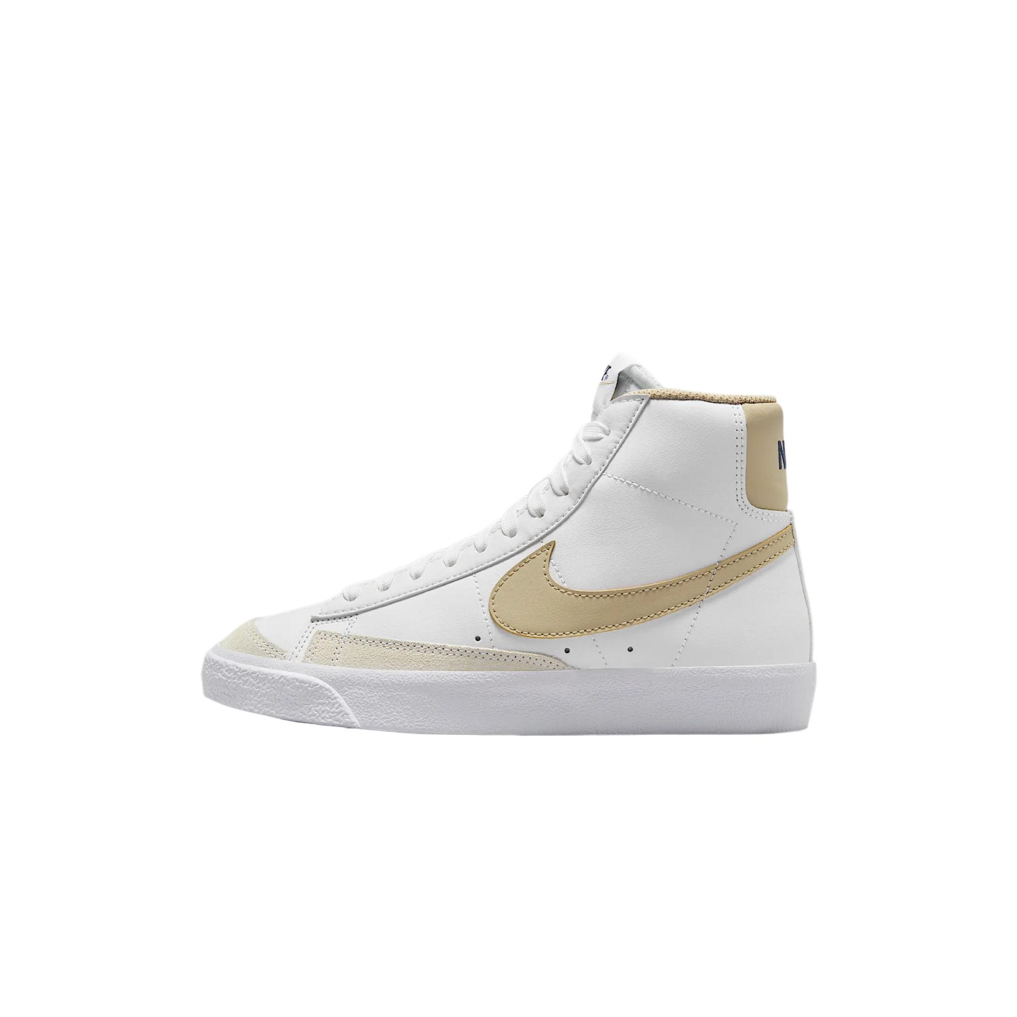 Nike Blazer Mid High Top Skateboard Shoes White Desert Khaki Kids'