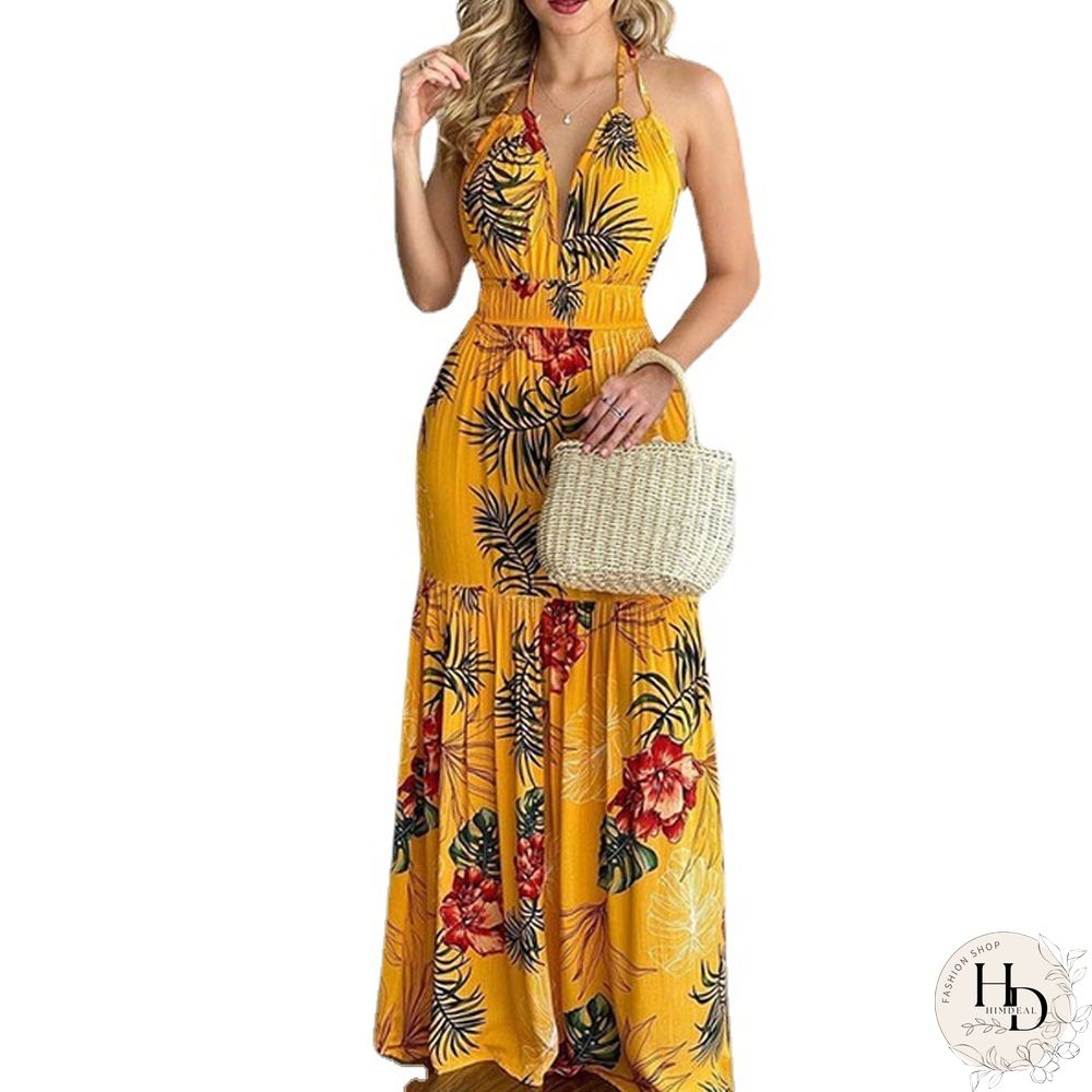 Printed Backless Dress