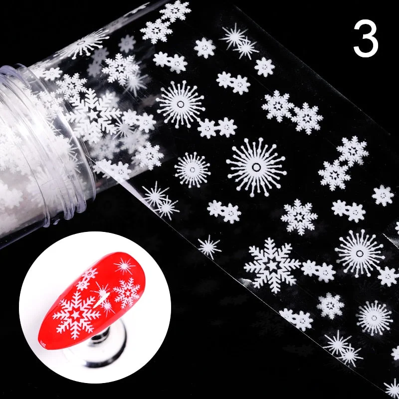 1 Roll Snowflake Christmas Sparkly Nail Foils Marble Series Nail Art Transfer Sticker Nail Decorations DIY Nail Accessories