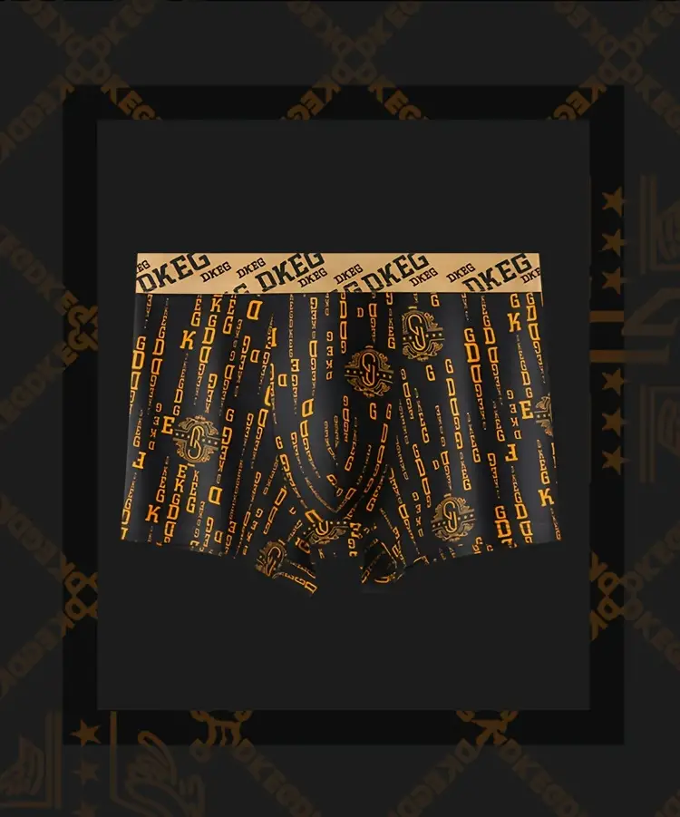 1 5pcs mens luxurious black golden print cotton boxer briefs antibacterial breathable comfy boxer trunks elastic shorts mens casual underwear details 14