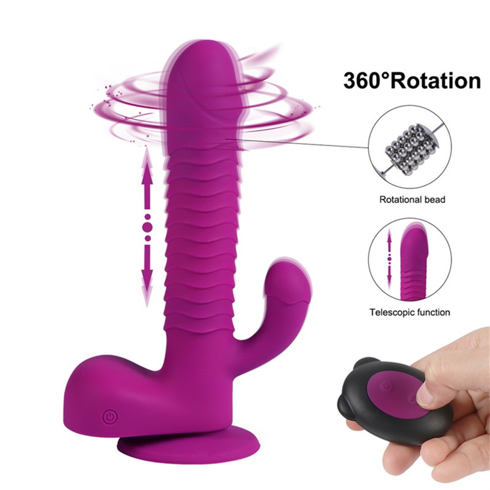 360 Degree Rotating Telescopic Dildo Vibrator With Suction Cup Wireless Remote Control