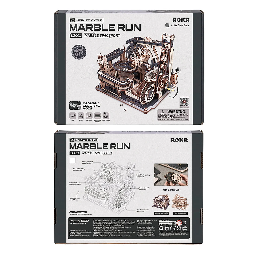 ROKR Marble Spaceport Marble Run 3D Wooden Puzzle LGC01 | ROKR | ROKR