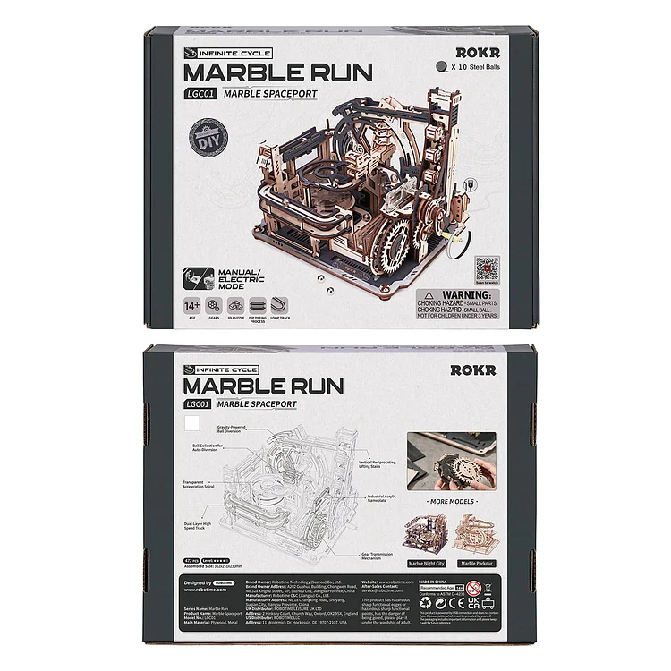 ROKR Marble Spaceport Marble Run 3D Wooden | ROKR Puzzle LGC01