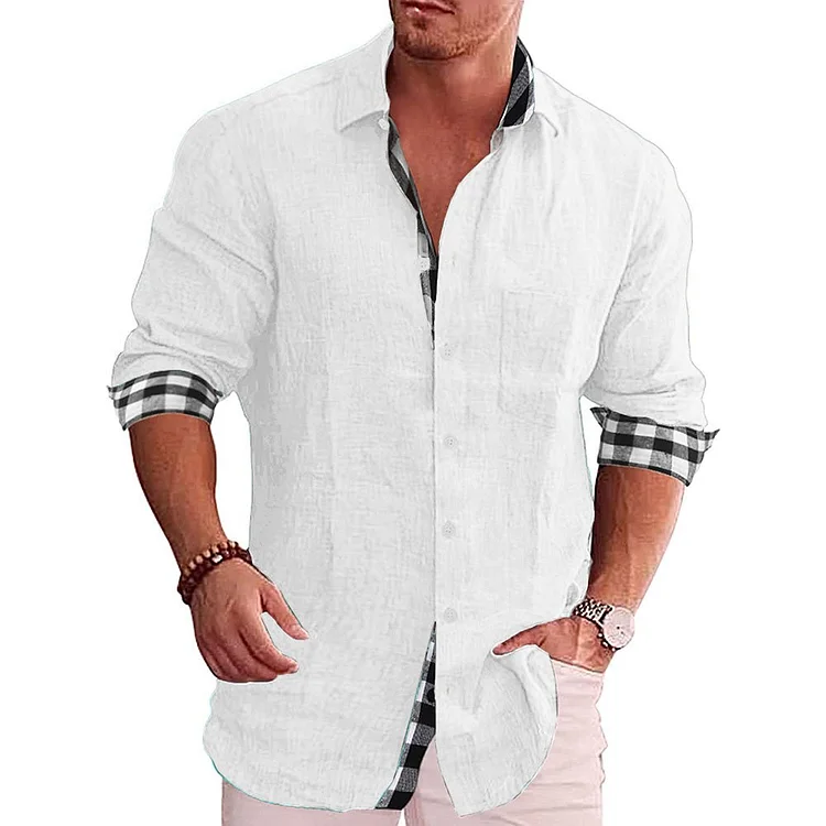 Summer Gentleman Paneled Casual Buttons  Pocket Shirt