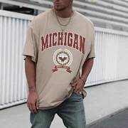 Retro Oversized MICHIGAN Men's T-shirt
