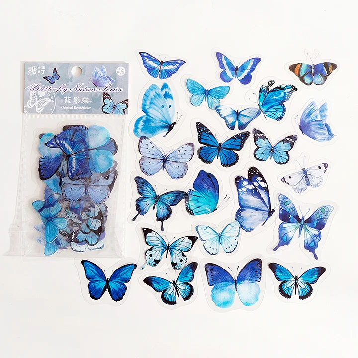 Journalsay Butterfly PET Stickers - Blues
