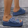 Gioiacombo&trade; Pantofole con zeppa con suola spessa in denim alla moda da donna