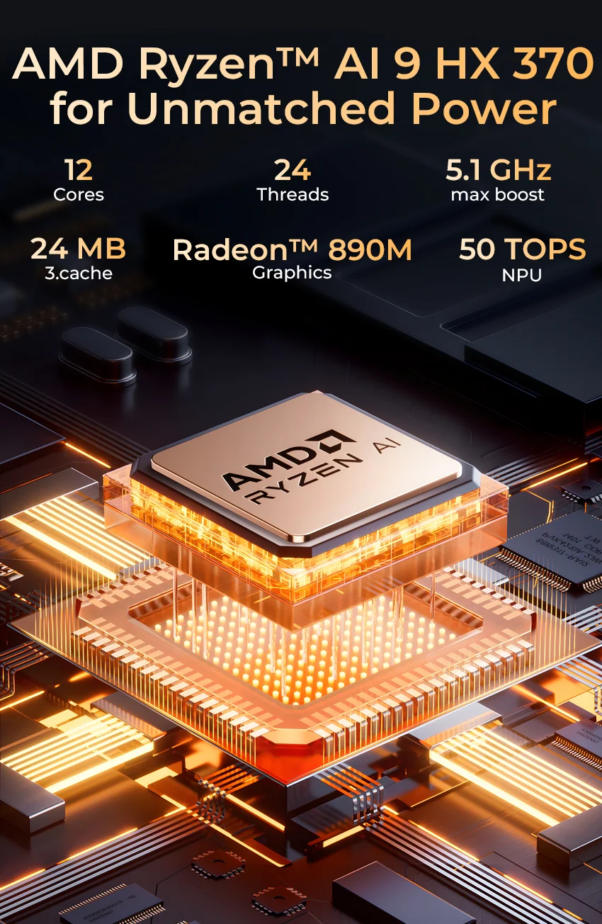 AMD Ryzen™ Al 9 HX 370 --EVO-X1 AI Mini PC AMD Ryzen™ Al 9 HX 370 --EVO-X1 AI Mini PC