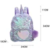 Kids Girls Unicorn Cute Sequins Backpack School Bags