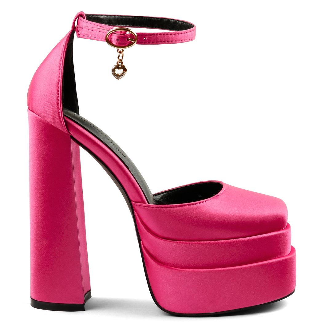 150mm Women's Sexy High Heels Platforms Pumps Square Toe Chunky Block Heels Rhinestone Party Shoes-MERUMOTE