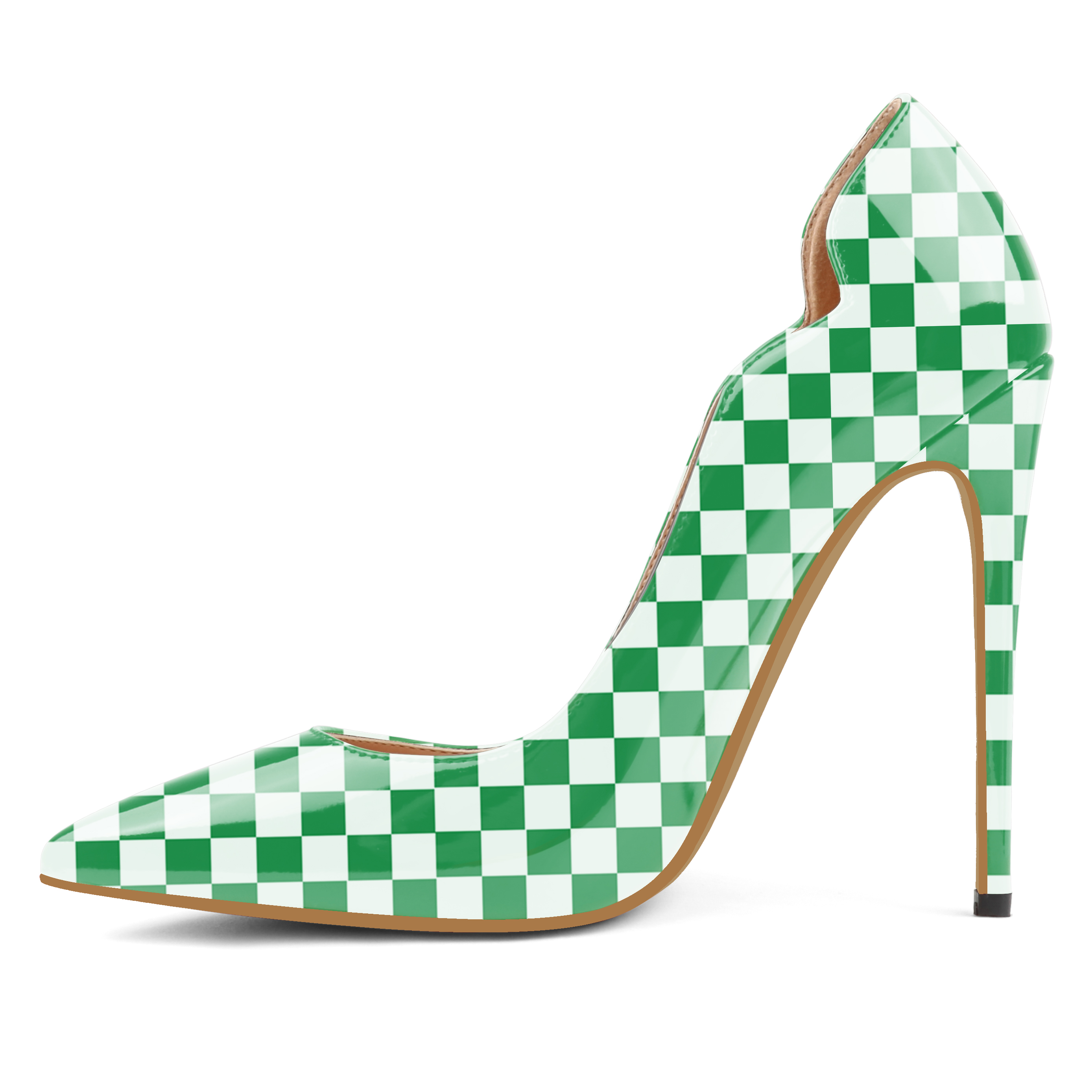 Plaid picture，4.72 inch/12cm  Pointed Toe Pumps High Heel Sexy Stilettos Slip On Office Cute Evening Dress Stilettos