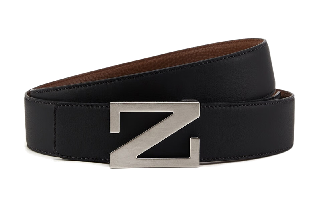 Zegna Calfskin Leather Belts Men's Black