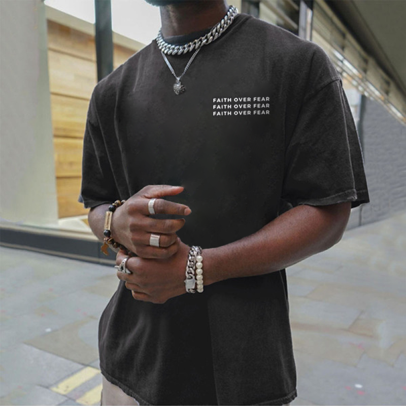 "FAITH OVER FEAR" Print Crew Tee