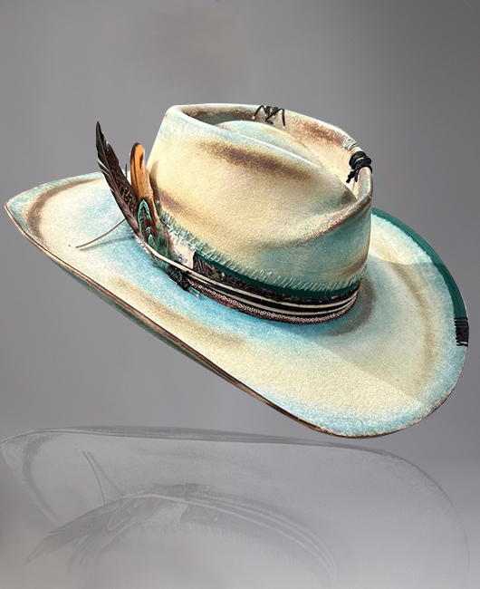 Retro Feather Ribbon Decor Distressed Pure Wool Felt Hat