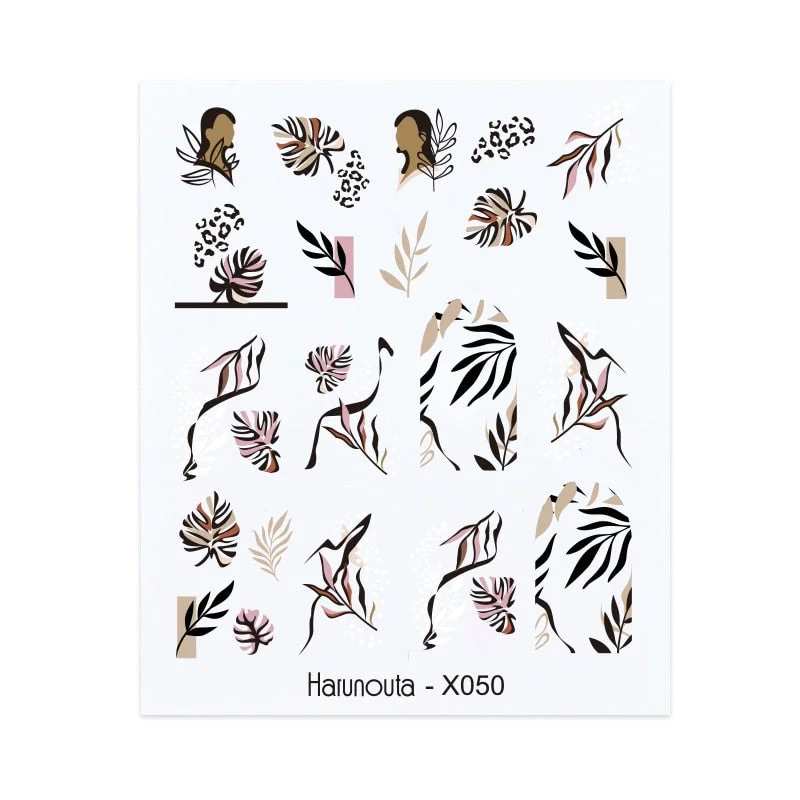 1PC 3D Nail Sticker Stick Figure Woman Face Pattern Special Transfer Picture Flowers Sliders Sticker DIY Nail Art Decoration