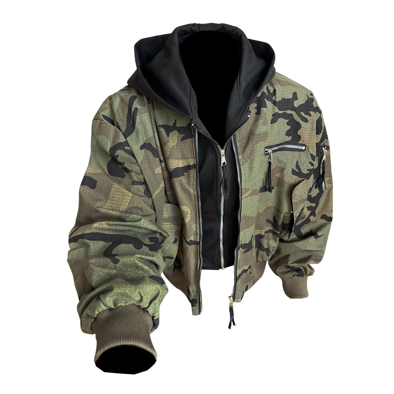 H.V.G.A Jackets Coats Unisex Distressed Camouflage