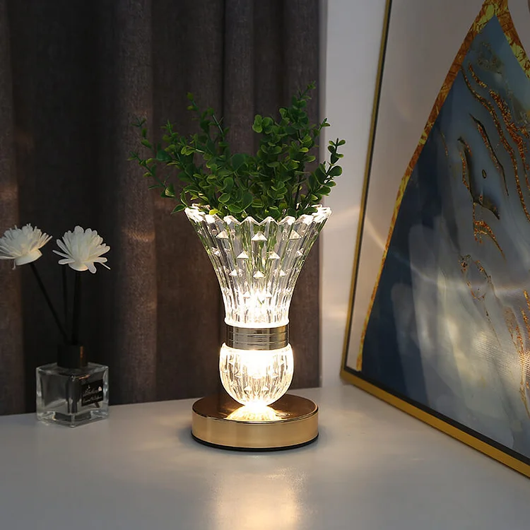 LED Crystal Vase Table Lamp
