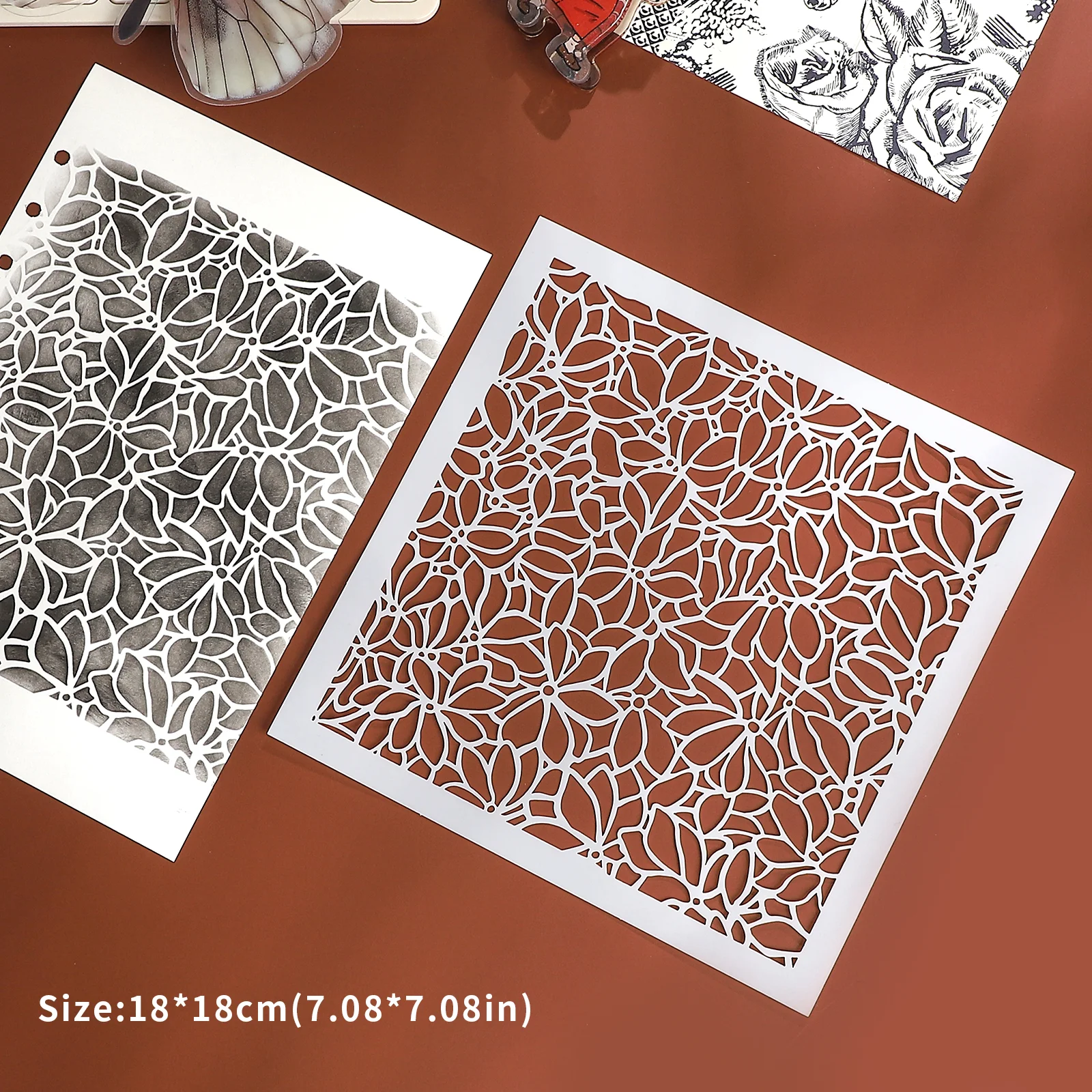 Journalsay Floral Pattern Stencil