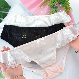 Bronzing star lace ice silk briefs