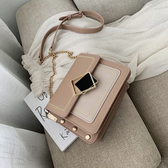 LEFTSIDE Chain Pu Leather Crossbody Bags For Women 2021 hit Small Shoulder Simple Special Lock Design Female Travel Handbags